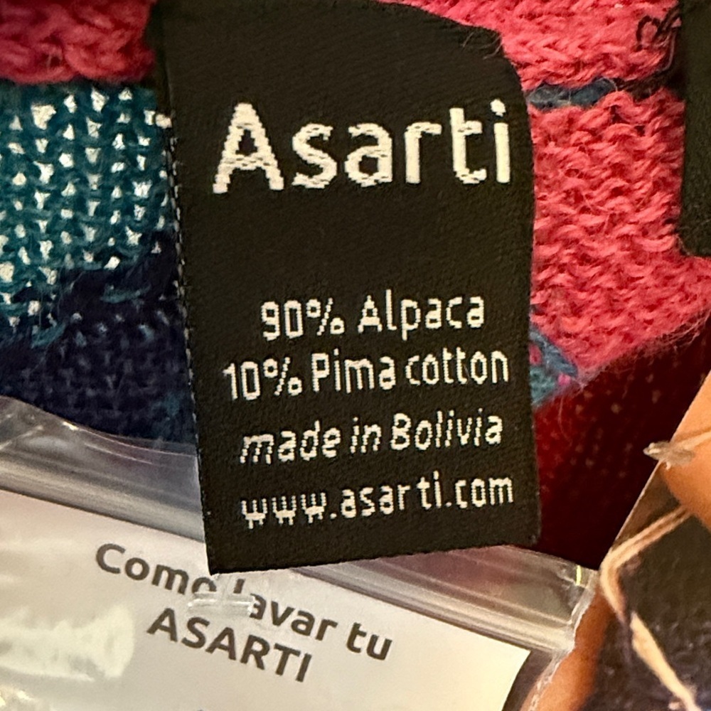 NWT "Asarti" Alpaca Pink & Red Open-Front Shawl Cardigan One-Size - Picture 7 of 8